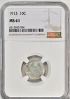 1913 10C Barber Dime Coin NGC MS-61 Silver Coin Nice & White 4863