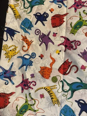 Cat Print Fabric Concord Fabrics By Kesslers  1 Yd  44  Wide