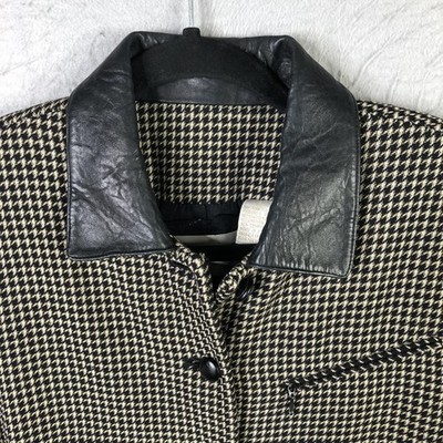Vintage Dana Buchman Blazer Womens 6 Black Houndstooth Wool