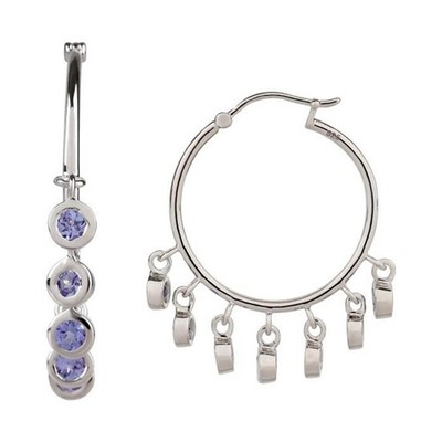 925 Sterling Silber Natürlicher Tansanit Eleganter Stil Creolen Damen Mädchen Ohrring