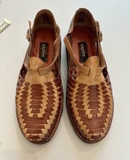 Cuero Mexicano Huaraches Artesanias Raguer Dos Tonos Tejido Cobre + Tostado Talla 10