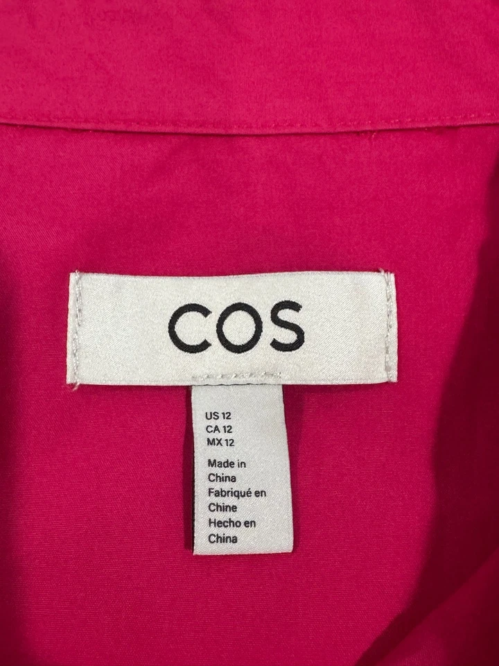 COS Womens Bright Pink Woven Cotton Classic Oversized Button Top Sz 12 - Image 4 of 4