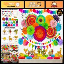 45 PCS Mexican Fiesta Party Decorations - Taco Centerpieces Colorful Hanging F
