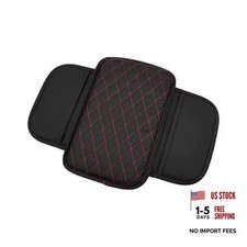 Car Center Console Cover, Microfiber Leather Car Arm Rest Cover with Black Red