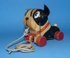 Vintage Fisher Price Barky Boston Terrier Child Pull Toy Dog 462 c 1958