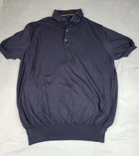 Loro Piana Polo Shirt Mens Medium Black Lightweight Stretch Preppy Academia Soft
