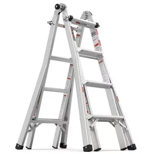 5 in 1 Multi-Position 17 Ft. Foldable Aluminum Ladder Straight Ladder ANSI 250 L