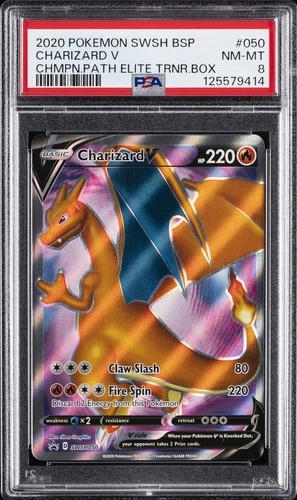 2020 POKEMON SWSH CHAMPION'S PATH ELITE TRAINER BOX #050 CHARIZARD V PSA 8