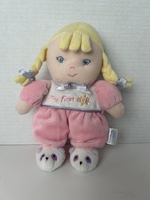 Garanimals My Best Friend Pink Plush Blonde Baby Doll Rattle Toy EUC 9"