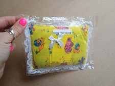 Vintage 1960 Tooth Fairy Pillow with Original Card Kitschy Animals Lace