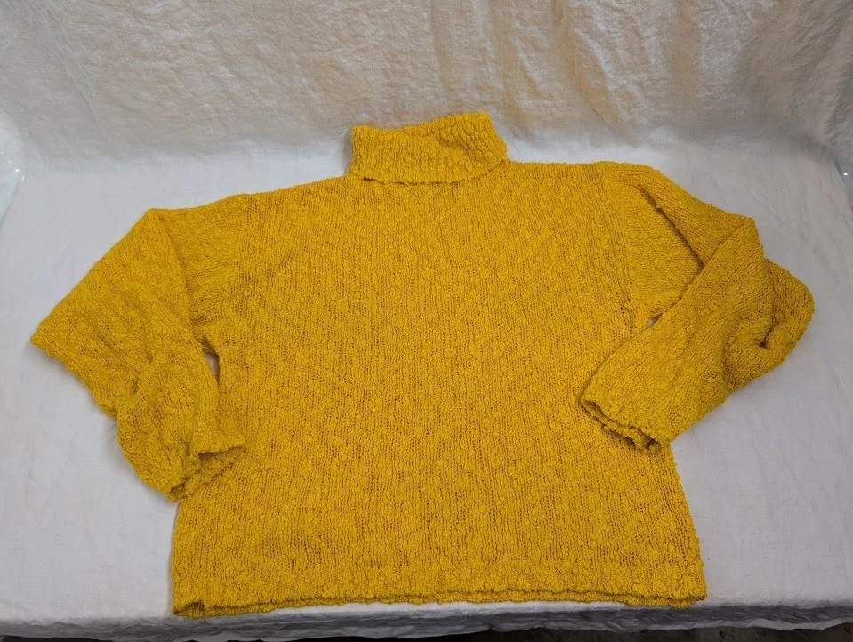 Chaus women's size medium yellow long sleeve cowl turtle neck sweater H2 - Image 2 of 4