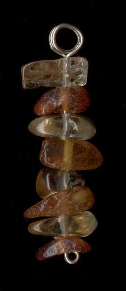 Colgante ámbar y citrino naranja astillado natural oro blanco macizo 14K 1,67 gramos #nh Foto 2 de 3