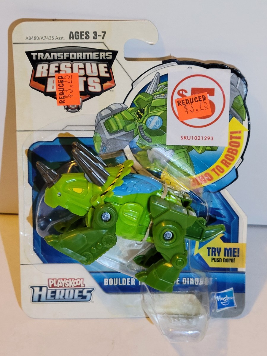 Transformers Rescue Bots Boulder Triceratops Dinobot NEW ON CARD