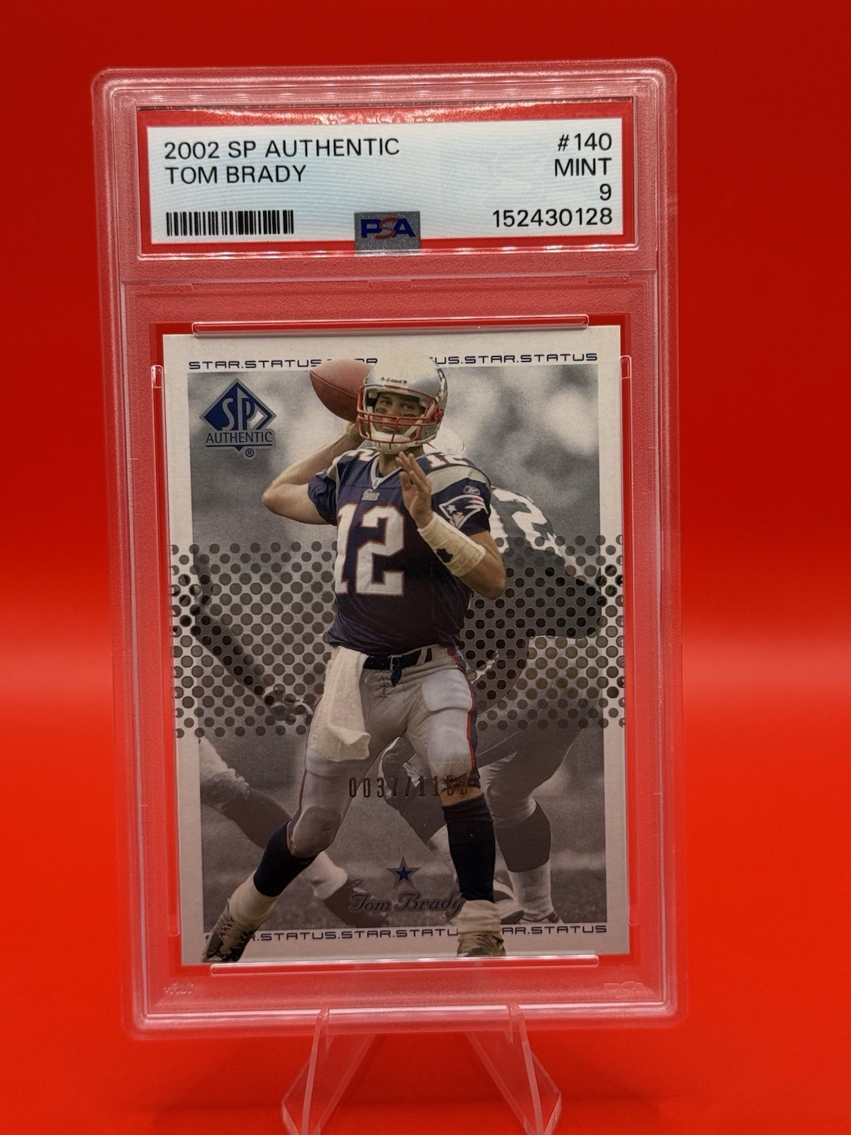 2002 Upper Deck SP Authentic Star Status Tom Brady #140 PSA 9 /1150 NE Patriots