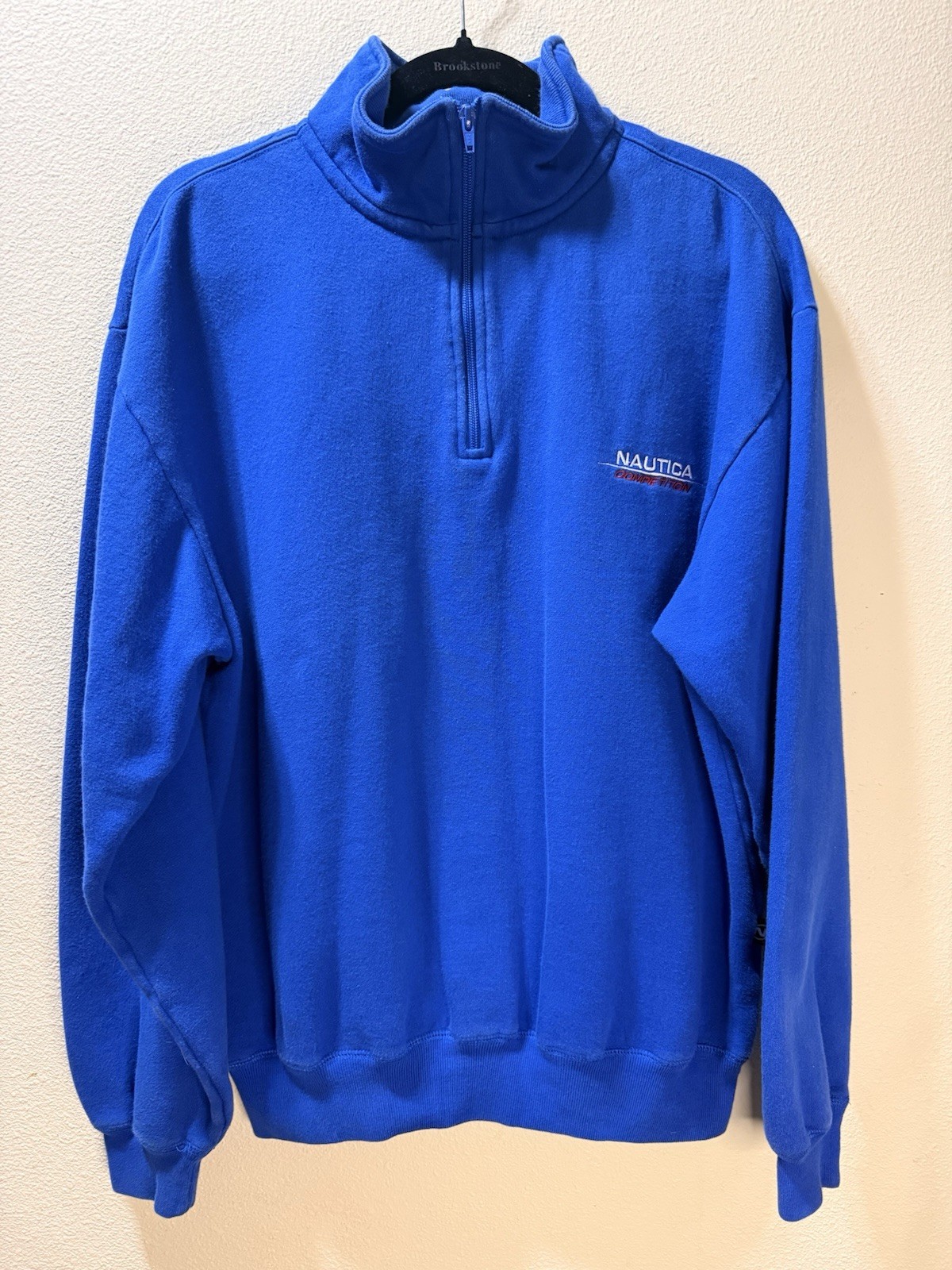 Vintage Nautica Competition Pullover Mens L  Blue  Fleece 90s USA Made