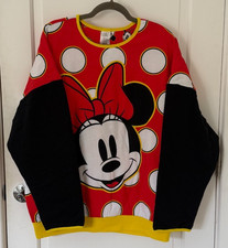 NWT Disney Parks Minnie Mouse Allover Print Reversible Sweatshirt SZ M/L