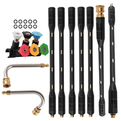 #ad 15quot; Pressure Washer Wand Extension w 90° 30° Curved 6 Tips Roof Cleaning $78.16