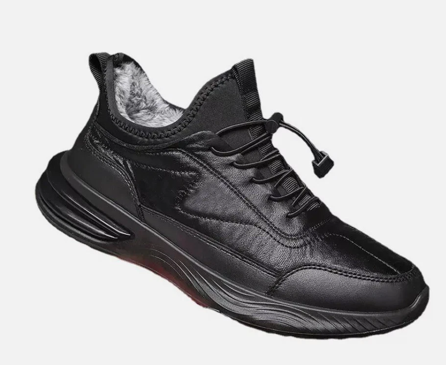 Mens Leather Warm Ankle Boots Plush Lined Winter Casual Waterproof Snow Shoes UK - Image 4 of 4