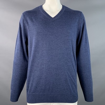 RODD & GUNN Größe XL Blau Heather Strick Merino Wolle Langärmelig V-Ausschnitt