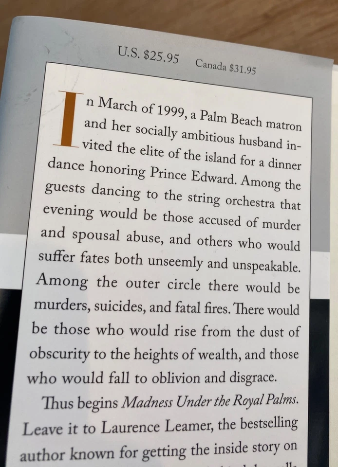 MADNESS UNDER THE ROYAL PALMS Laurence Leamer 2009 SIGNED F/F Palm Beach & Trump - Image 4 of 4