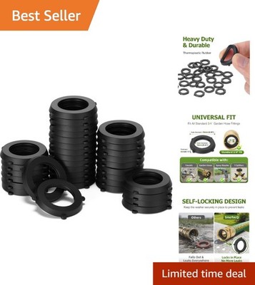 Self Locking Garden Hose Seals 30 Count Durable Rubber for Leak Free Connections
