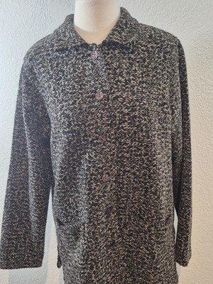 Christopher & Banks Jacket Brown Tweed Medium M Button Up Long Sleeve Pockets