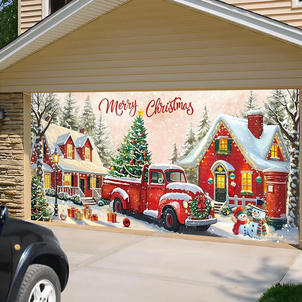 Украшение рождественской гаражной двери 7x16 футов — большой веселый рождественский гараж D - Изображение 3 из 4