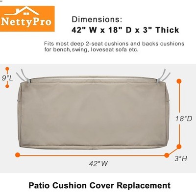 Outdoor Bench Swing Loveseat Cushion Covers, Patio Furniture Cushion Slipcove...
