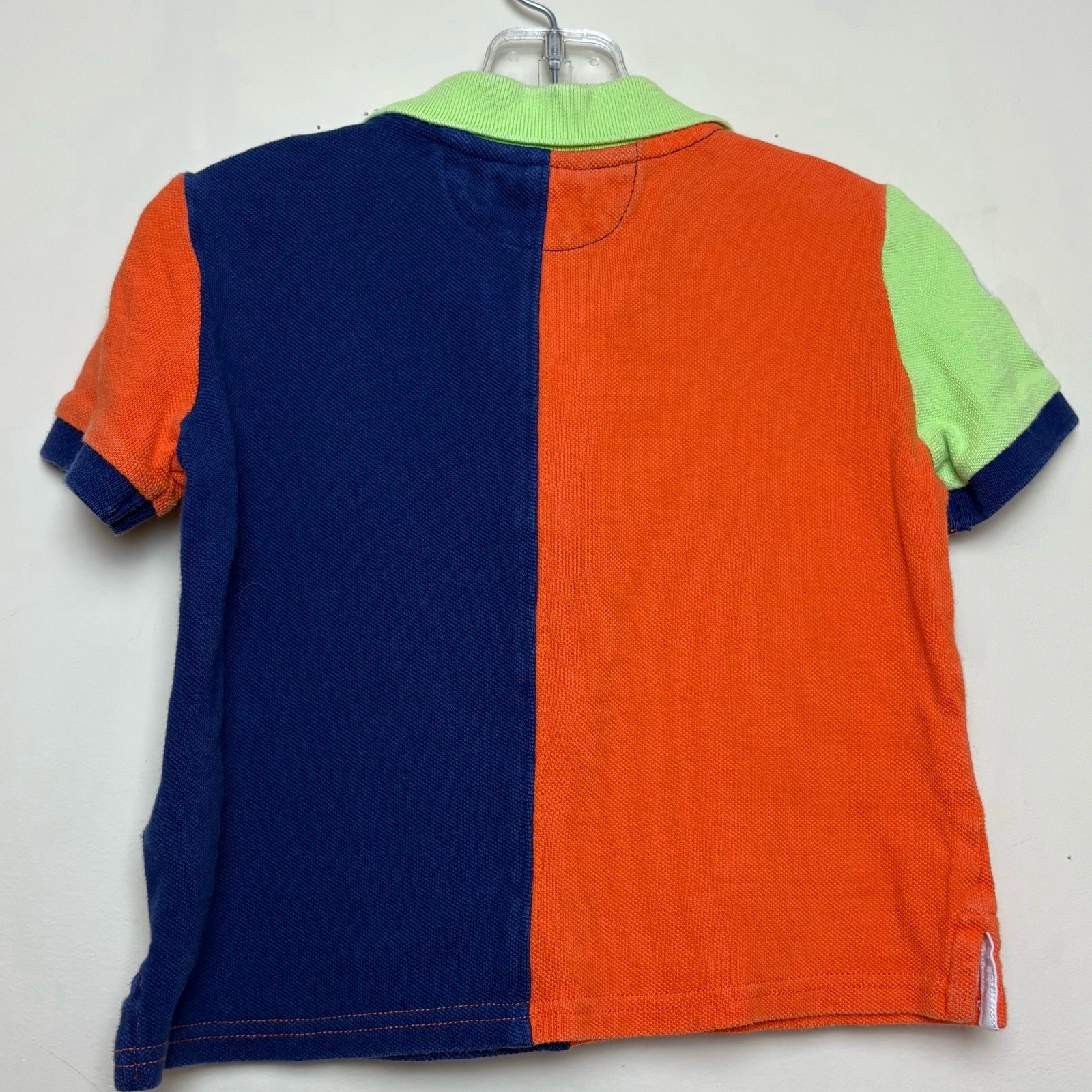 Polo Ralph Lauren polo taglia 24M Big Pony blu navy arancione verde colorblock