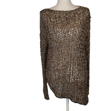 Helmut Lang tattered tape taupe asymmetrical alpaca wool blend sweater sz P