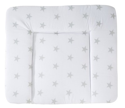 Wickelauflage 'Little Stars' - 85 x 75 cm - PU beschichtet - Weiß / Hellgrau