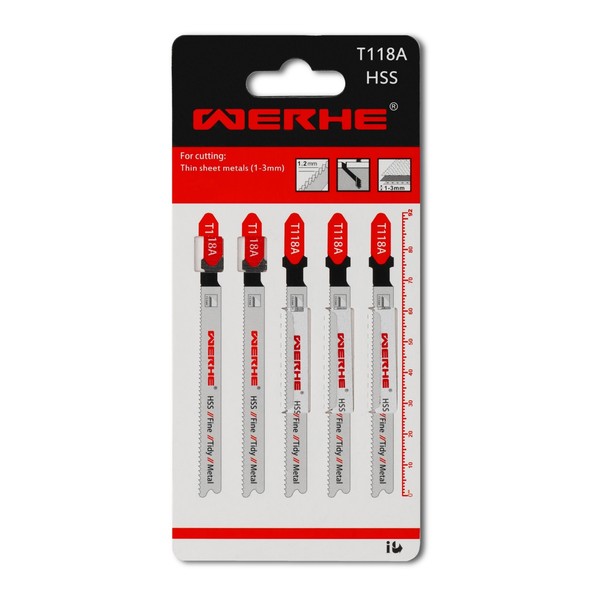 Werhe T118A StichsäGebläTter HSS Metall 1–3 Mm T-Schaft 1,2 Mm 5Er Set 92 Mm-image