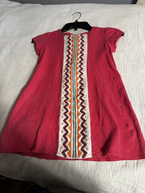 GYMBOREE  WILD FOR HORSES PINK ZIG ZAG SEQUIN SS KNIT DRESS  GIRLS   6  
