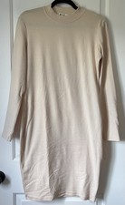 Moyabo Knit Sweater Dress Crew Mock Neck Ivory Off-White Sz Medium Stretch Soft