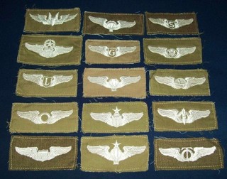 LOT OF 15 ORIGINAL EMBROIDERED WW2 MISC. AAF WINGS BADGES NO GLOW