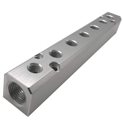 7 Way Pneumatic Manifold Air Distribution Block, G1/2 Supply Port, G1/4-Inch ...