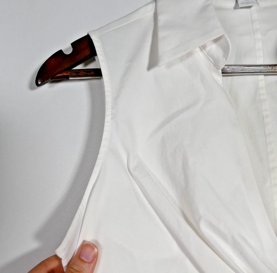 Top Express Para Mujer Y2K Cuello Acanalado Talla M Blanco Sin Mangas Preppy Cápsula Trabajo Foto 2 de 4