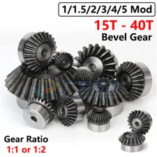 1/1.5/2/3/4/5 Mod Bevel Gear 15-40T Transmission Gears Bevel Teeth 90° 45# Steel