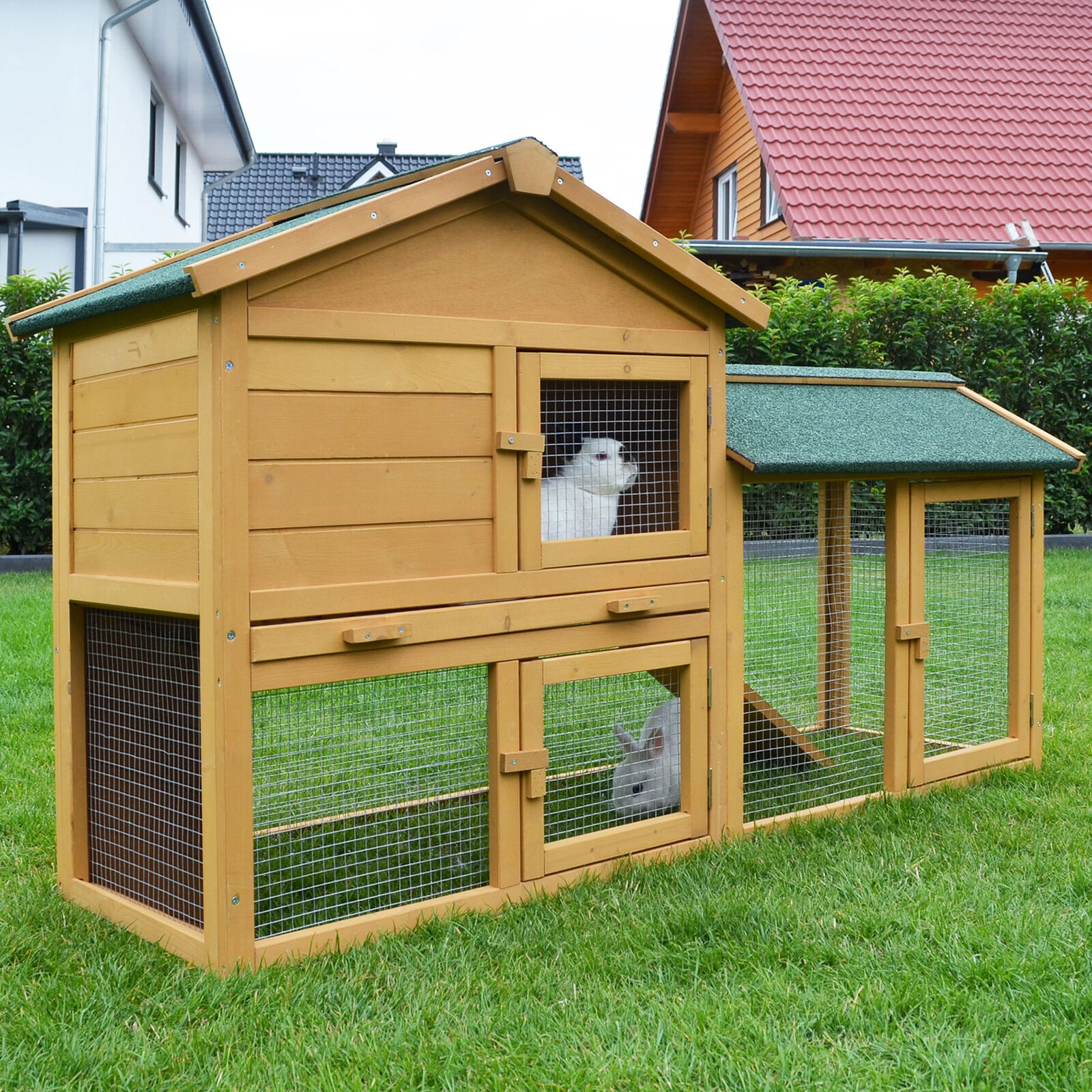 Hasen Kaninchen Stall Kleintier Nager Käfig Haus Frei lauf Gehege Auslauf Villa