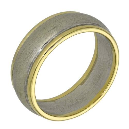18ct White & Yellow Gold 8mm Wedding Band Ring - 10.0g