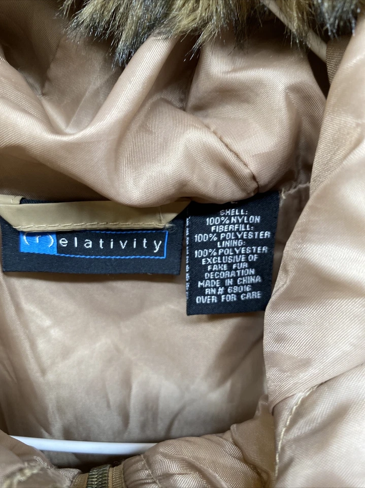 Chaleco Relativity Mujer Piel Sintética Capucha Cremallera Completa Nylon Beige Talla Grande Foto 3 de 4