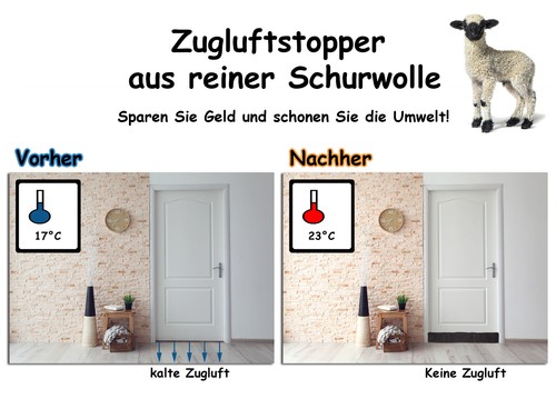 3x Zugluftstopper 100cm anthrazit für Türen Dichtung Rolle Durchzug Windstopper - Bild 4 von 7