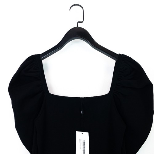Karen Millen Black Volume Sleeve Bodycon Rib Knit Mini Dress - Size L NEW - Picture 6 of 9