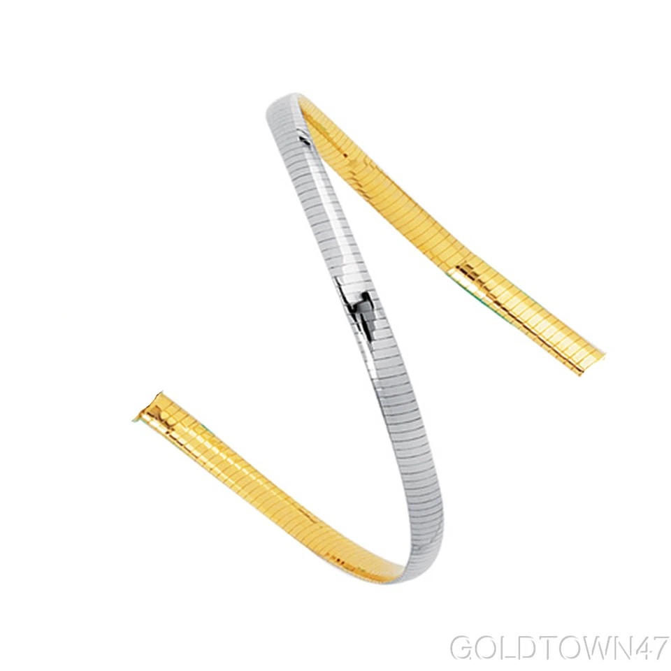 Двусторонняя цепочка Omega желтое + белое золото 14 карат с замком омара 16 дюймов или 18 дюймов - Изображение 3 из 4