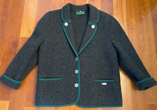 Women's Giesswein Austrian Jacket Gray With Green Trim Size 42 /usa Size 12