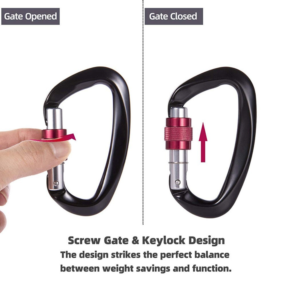 4 Pack-25KN Aluminum Locking Carabiner Clips Rock Climbing Spring Snap Hooks Lot