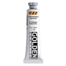 Heavy Body Acrylics by GOLDEN Iridescent Bright Gold Fine 2 fl. oz. Tube Prof...