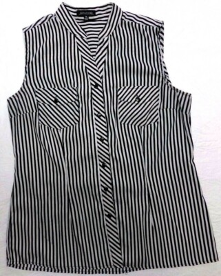 Women's shirt NOTATIONS size MEDIUM sleeveless striped top blouse (cs89)