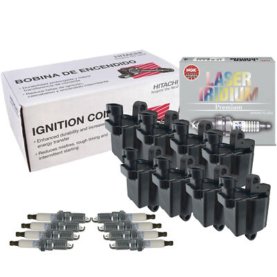 Hitachi 8 Ignition Coils NGK 8 Laser Iridium Spark Plugs Gap 0.040'' Kit For V8