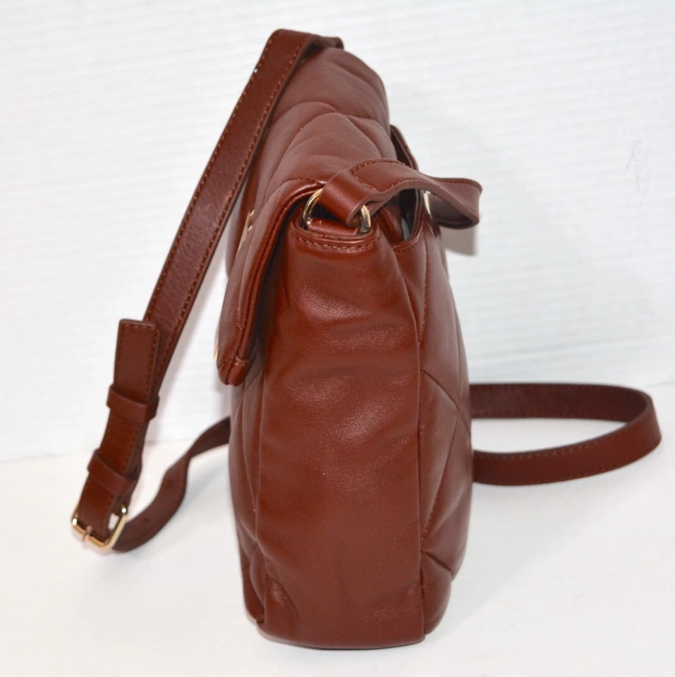 Vince Camuto Bandolera Lunada Cuero Acolchado Bolso de Hombro Cartera Marrón Rojizo Foto 3 de 4
